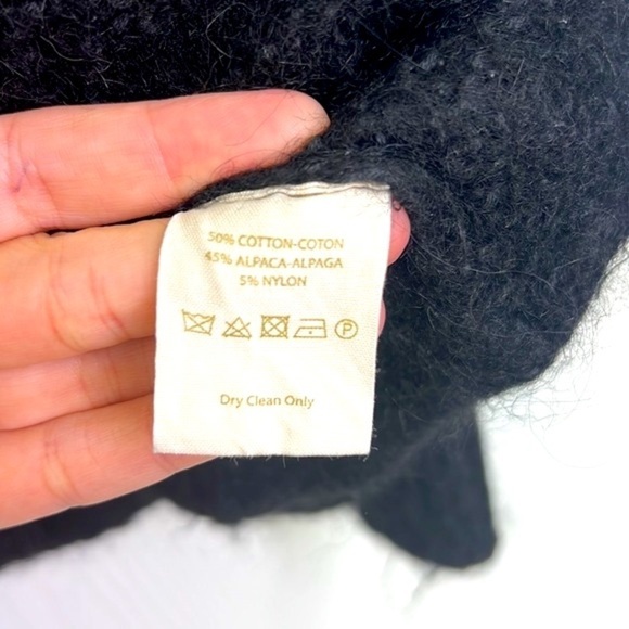 Free People - Boho Knitted Black V Neck Long Sleeve Sweater Size Large - Picture 9 of 10